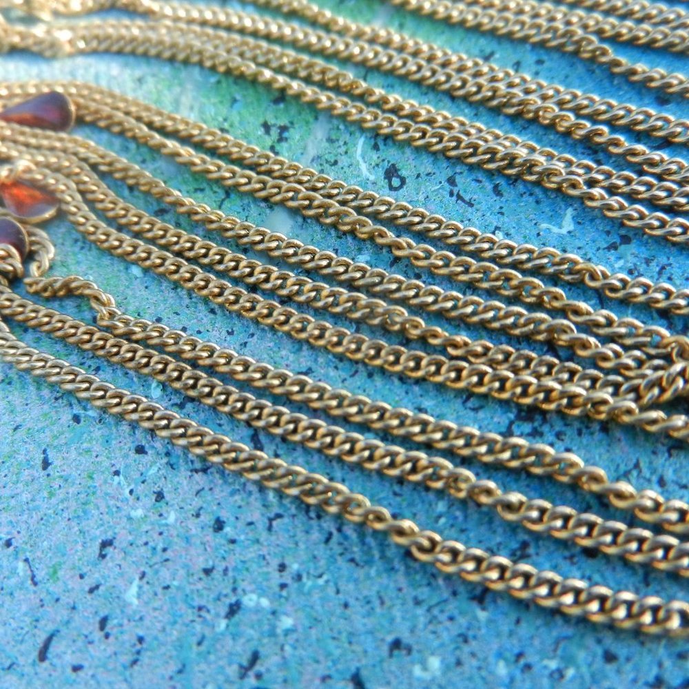 VTG Contempo gold pierced earrings chandelier gold tone far east exotic dusters - Picture 10 of 13